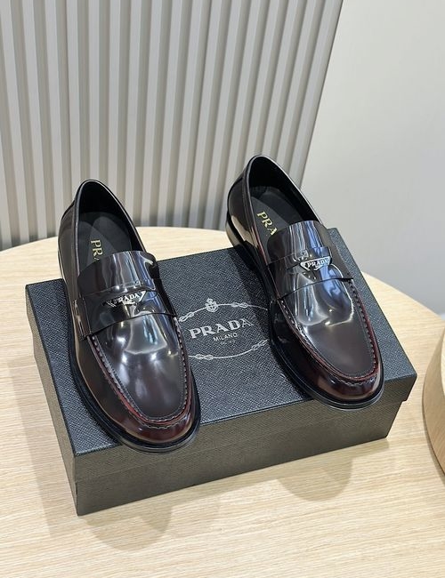 Prada Leather Loafers With Leather Sole