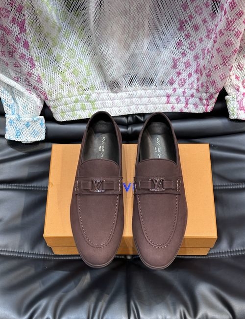 Louis Vuitton LV Estate Suede Leather Loafers With Letter Accent