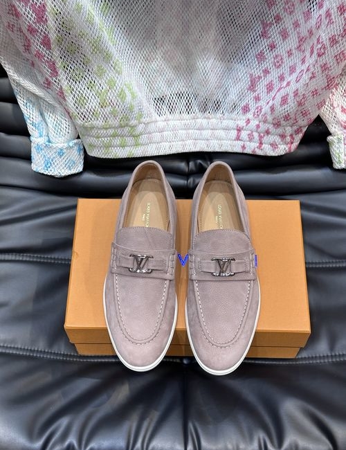 Louis Vuitton LV Estate Suede Leather Loafers With Letter Accent
