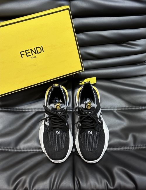Fendi Flyknit Lace-up Sneakers With Rubber Sole