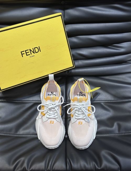 Fendi Flyknit Lace-up Sneakers With Rubber Sole