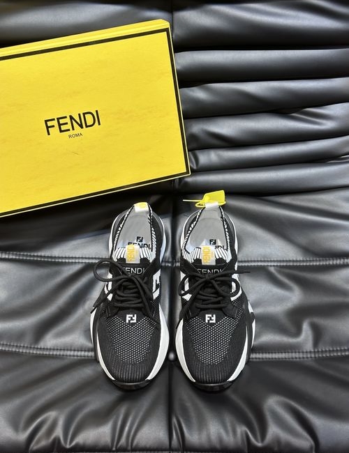 Fendi Flyknit Lace-up Sneakers With Rubber Sole