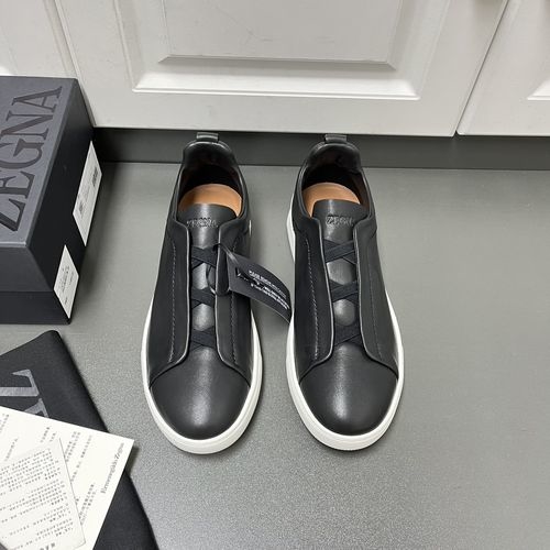 Zegna SECONDSKIN Triple Stitch Lightweight Leather Sneakers