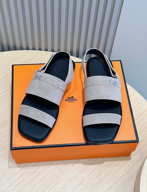 Hermes Palladium Buckle Leather Sandals