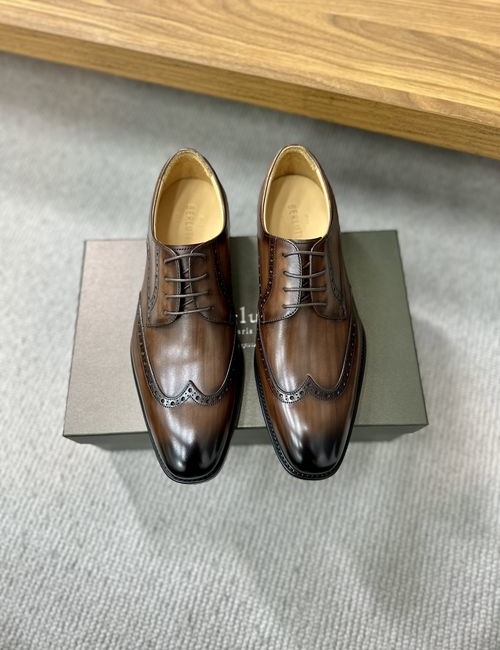 Berluti Embossed Pattern Leather Shoes With Sole
