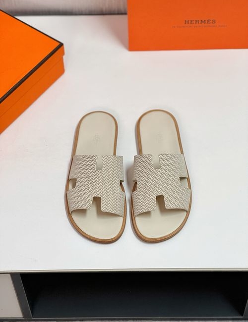 Hermes H Slides With Leather Upper Leather Sole
