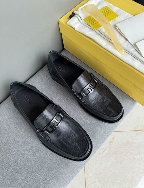 Fendi Exclusive Leather Loafers With Embossed Pattern