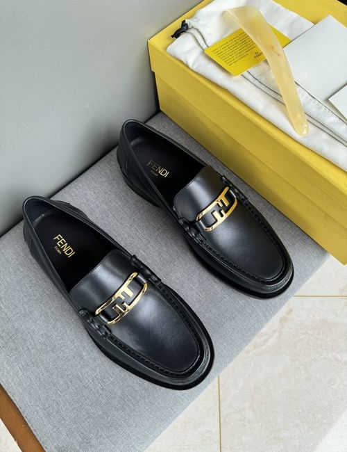 Fendi Exclusive Leather Loafers With Embossed Pattern