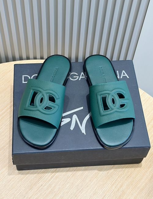 Dolce & Gabbana DG Cowhide Slides With Leather Sole