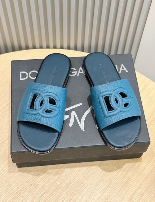 Dolce & Gabbana DG Cowhide Slides With Leather Sole