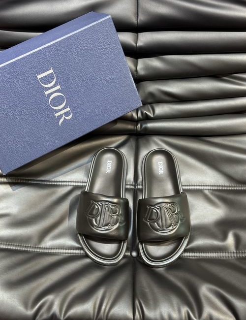 Christian Dior CD Aqua Denim Embroidery Slide Sandals