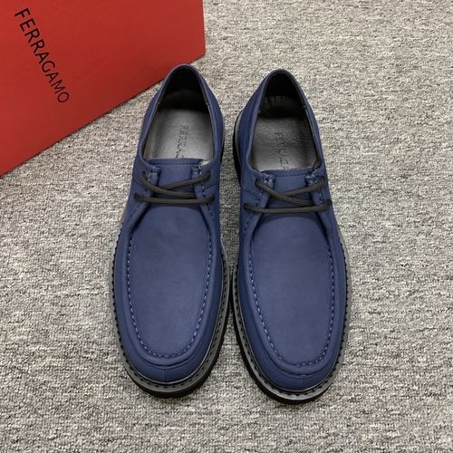 Ferragamo Nubuck Leather Platform Loafers