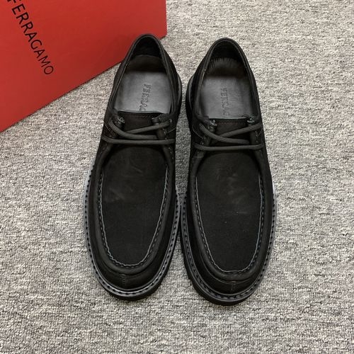 Ferragamo Nubuck Leather Platform Loafers