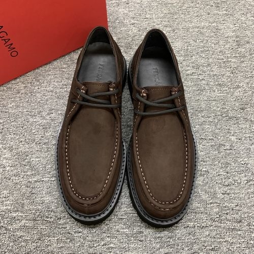 Ferragamo Nubuck Leather Platform Loafers