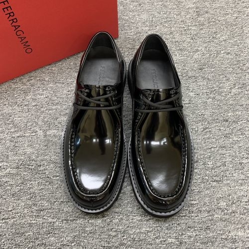 Ferragamo Patent Leather Platform Loafers With Hardware