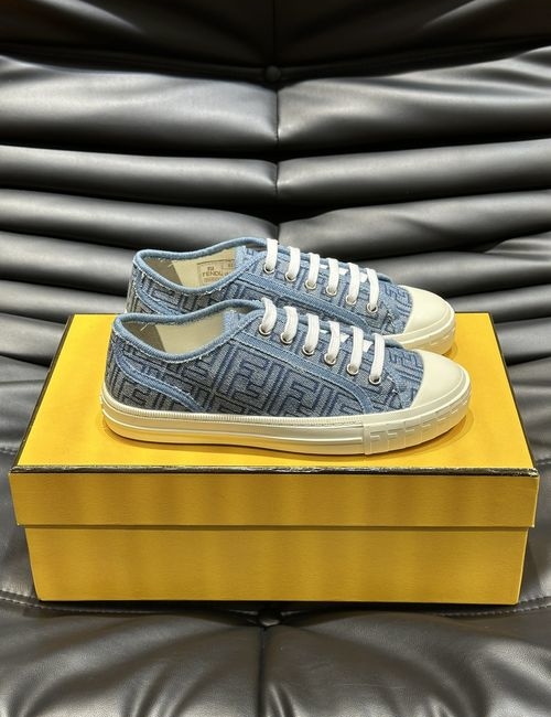 Fendi FF Jacquard Lace-up Canvas Shoes