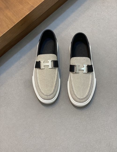 Hermes Nappa Leather Canvas Casual Shoes