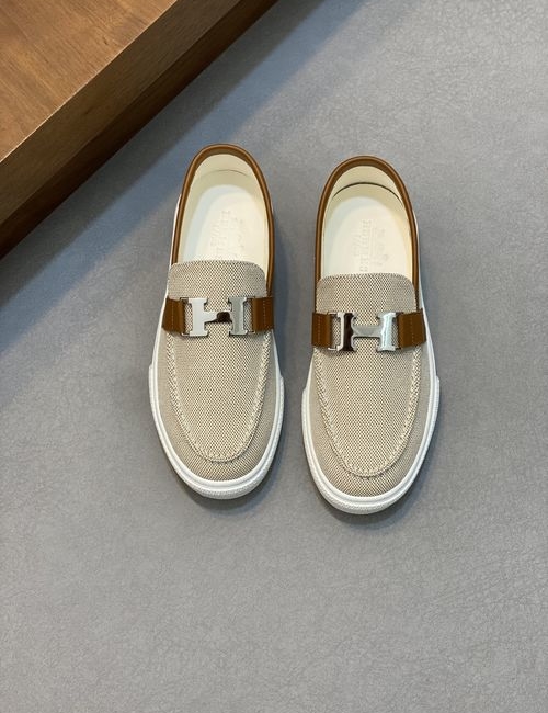 Hermes Nappa Leather Canvas Casual Shoes