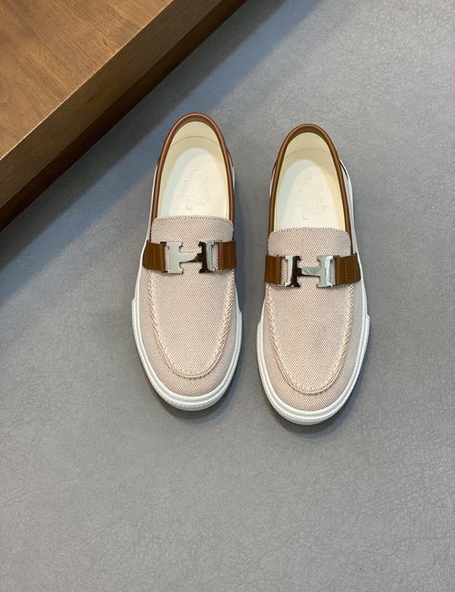 Hermes Nappa Leather Canvas Casual Shoes