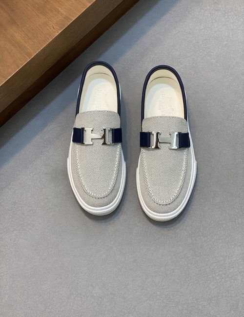 Hermes Nappa Leather Canvas Casual Shoes