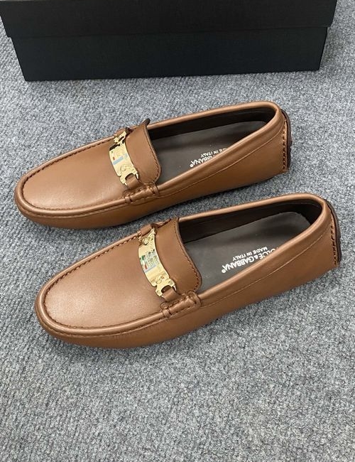 Dolce & Gabbana DG Leather Casual Loafers With Rubber Sole