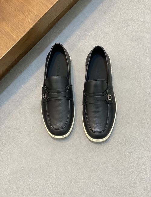 Ferragamo Litchi Grain Leather Casual Logo Shoes