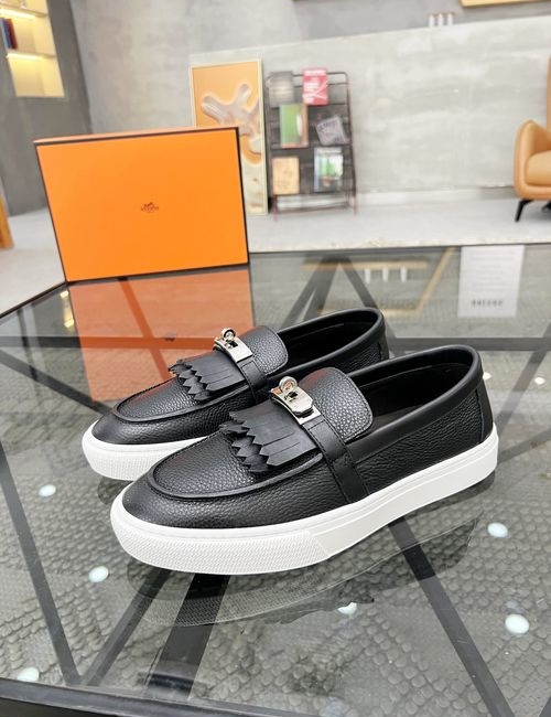 Hermes Slip-On Casual Leather Shoes