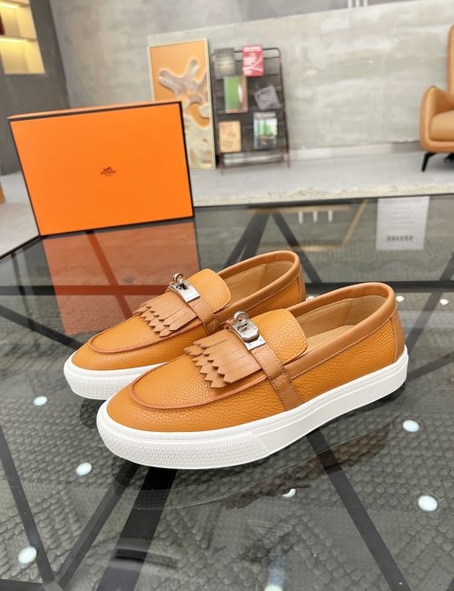 Hermes Slip-On Casual Leather Shoes