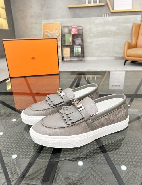 Hermes Slip-On Casual Leather Shoes