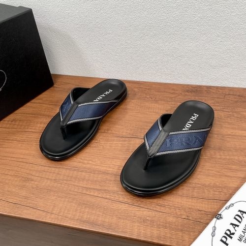 Prada Woven Leather Flip-flops With Logo