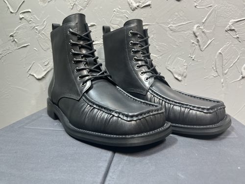 Martine Rose Square Toe Pleated Calfskin Boots