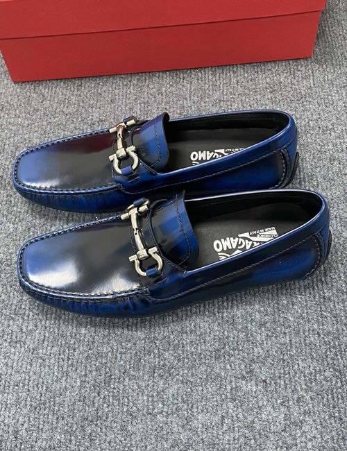 Ferragamo Calfskin Casual Loafers Original Sole Leather Lining