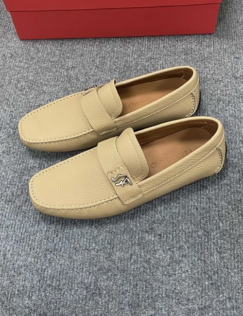 Ferragamo Calfskin Casual Loafers Original Sole Leather Lining