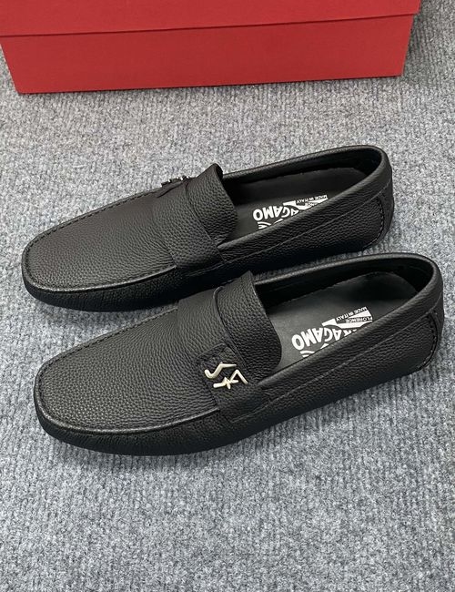 Ferragamo Calfskin Casual Loafers Original Sole Leather Lining