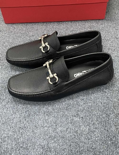 Ferragamo Calfskin Casual Loafers Original Sole Leather Lining