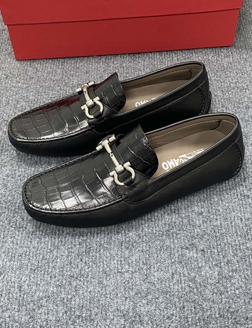 Ferragamo Calfskin Casual Loafers Original Sole Leather Lining