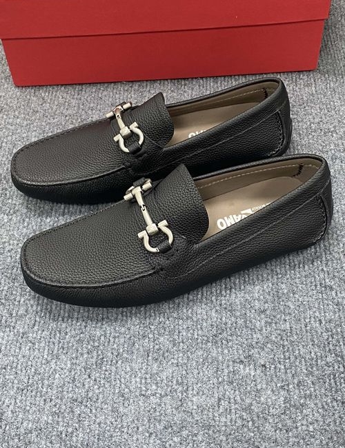 Ferragamo Calfskin Casual Loafers Original Sole Leather Lining