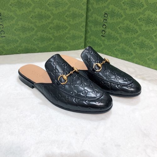 Gucci Genuine Leather Slip-on Half Slippers