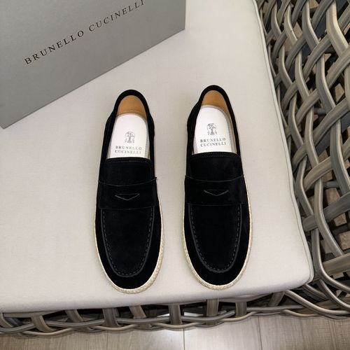 Brunello Cucinelli BC Suede Leather Casual Sports Shoes With Cotton Lace Design