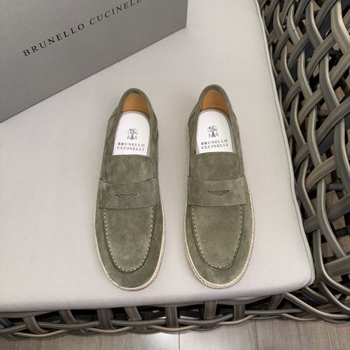 Brunello Cucinelli BC Suede Leather Casual Sports Shoes With Cotton Lace Design