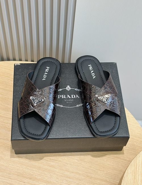 Prada Saffiano Leather Slip-on Slippers