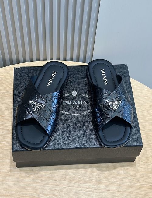 Prada Saffiano Leather Slip-on Slippers