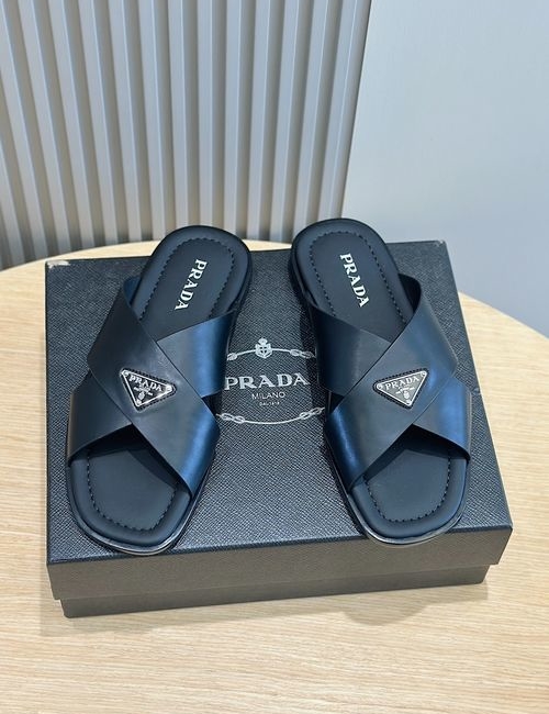 Prada Saffiano Leather Slip-on Slippers