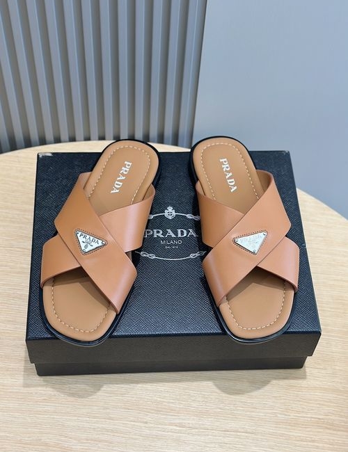 Prada Saffiano Leather Slip-on Slippers