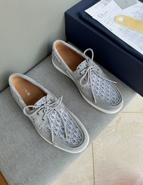 Christian Dior CD Casual Leather Shoes Stitched Detail Rubber Outsole Cowhide Lining