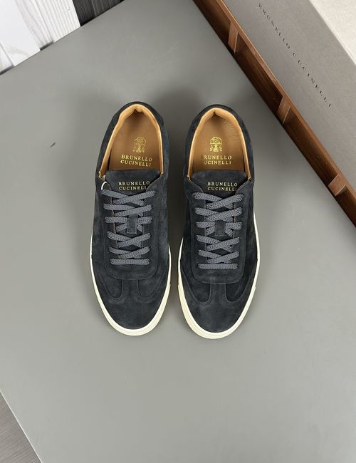 Brunello Cucinelli BC Soft Gabardine Suede Casual Shoes With Rubber Sole