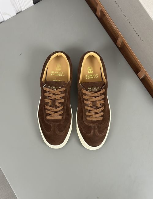 Brunello Cucinelli BC Soft Gabardine Suede Casual Shoes With Rubber Sole