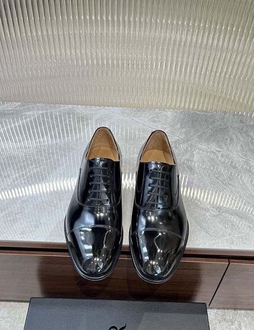 Christian Dior CD Timeless Oblique Printed Black Leather Oxford Shoes