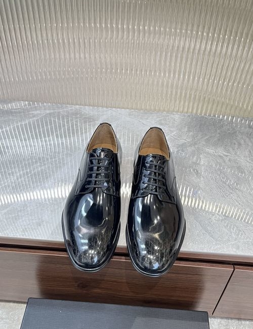Christian Dior CD Timeless Oblique Printed Black Leather Derby Shoes