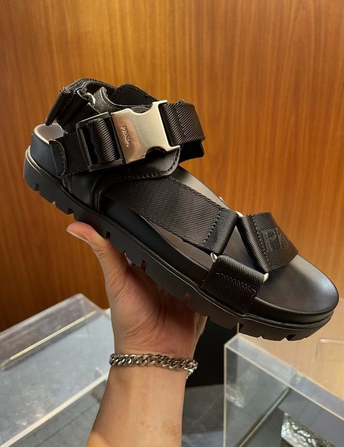 Prada Cross Strap Rubber Sandals